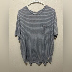 Marine Layer Gray and Blue 100% Cotton Striped Tee Size L/XL